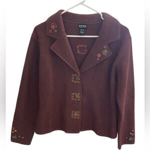 Vintage 90s Y2k 100% Wool Nomadic Traders Button Down Jacket Size Small Funky